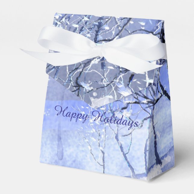 Happy Holidays Winter Snow Favor Box (Front Side)