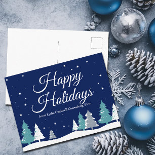 Happy Holidays Winter Trees Beautiful Company Holiday Postcard