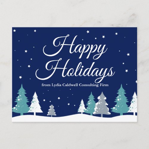 Happy Holidays Winter Trees Beautiful Company Holiday Postcard