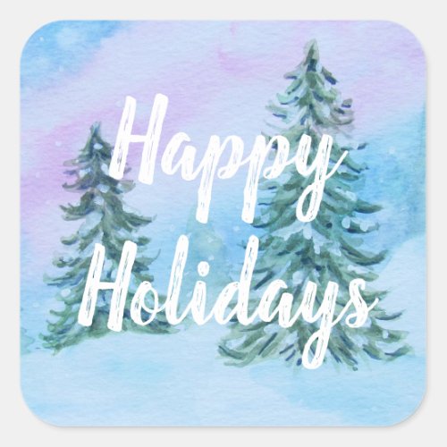 Happy Holidays Winter Trees Stickers