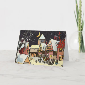 Happy Holidays,Winter Village with Dachshunds Holiday Card