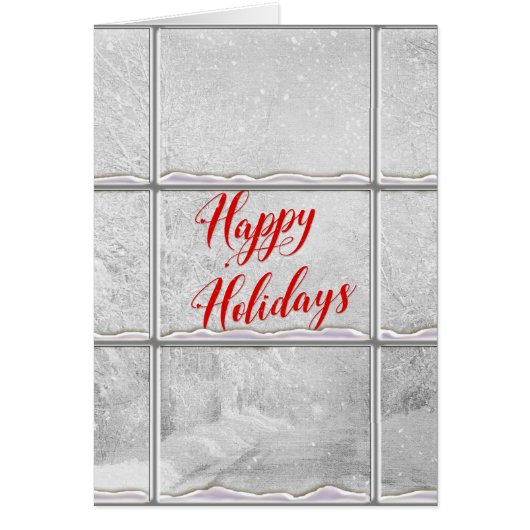 Happy Holidays winter window scene Cards (Front)