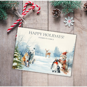 Happy Holidays Winter Wonderland Animals Card