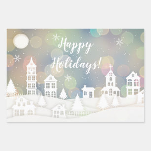 Happy Holidays Winter Wonderland Wrapping Paper Sheets