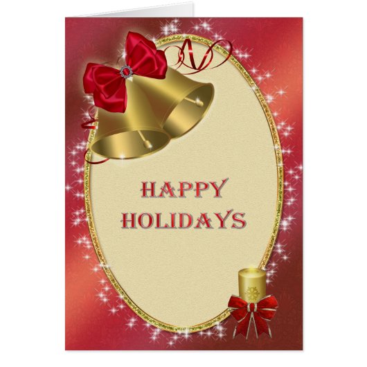 'Happy Holidays' with bells Cards (Front)