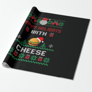 Happy Holidays with Cheese Ugly Christmas Gift Wrapping Paper