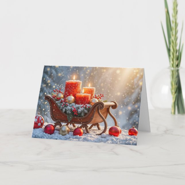 Happy Holidays with Christmas Candles Ornaments  Card (Front)