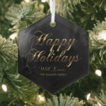 Happy Holidays With Love Add Name Black and Gold Glass Ornament<br><div class="desc">Happy Holidays With Love Add Name Black and Gold Look Elegant Happy Holiday Season Wishes,  Glass Ornament, </div>