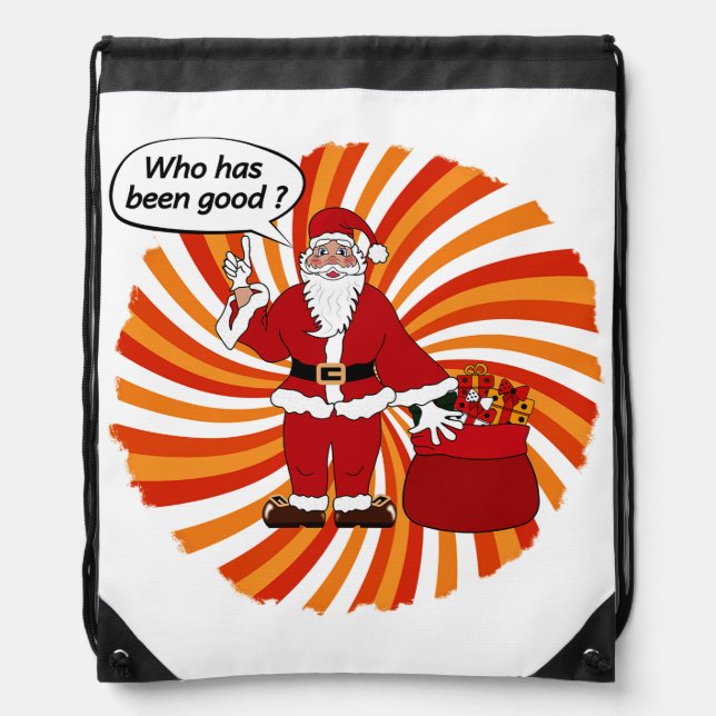 Happy Holidays with Santa Drawstring Bag (Front)