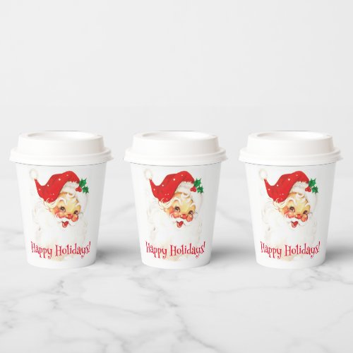 Happy Holidays With Santa Paper Cups