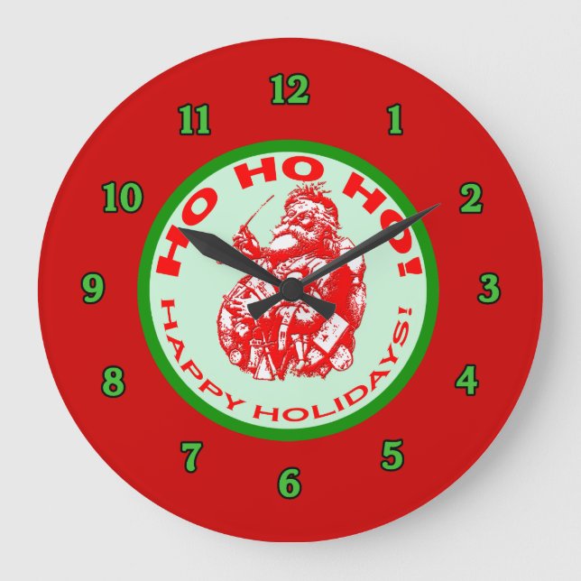 Happy Holidays With Santa Wall Clock (Front)