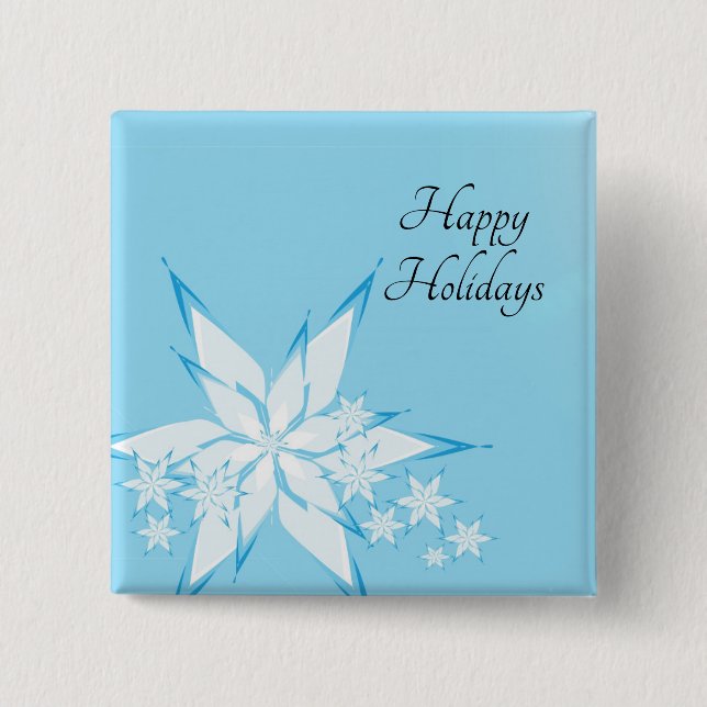 Happy Holidays with Snowflake Art Button (Front)
