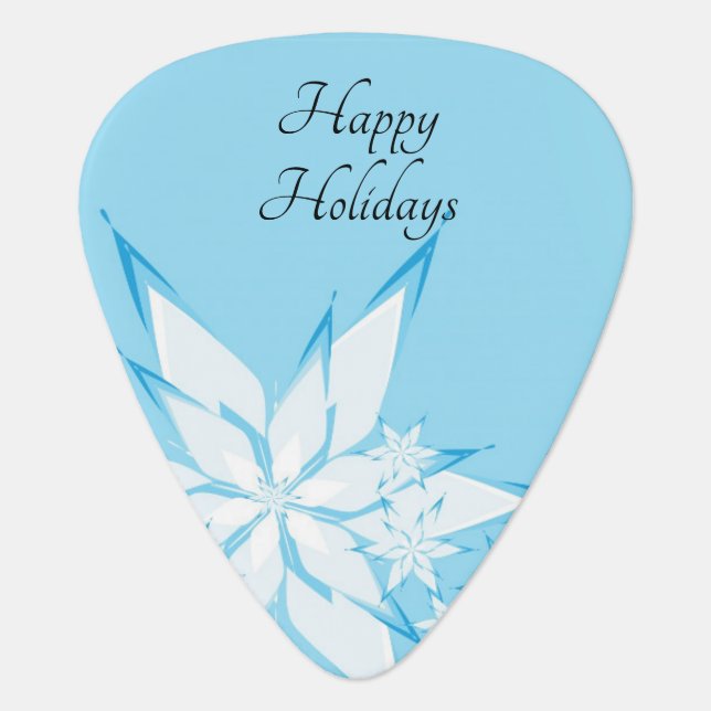 Happy Holidays with Snowflake Art Guitar Pick (Front)