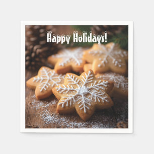 Happy Holidays with Snowflake-Shaped Cookies Napkins