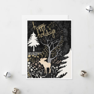 Happy Holidays Woodland Moose Holiday Card