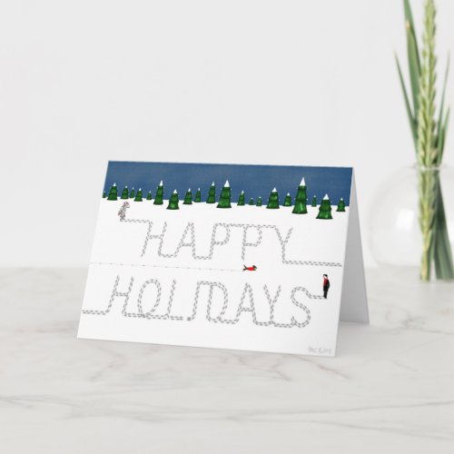 Happy Holidays written in snow Card