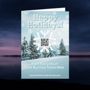 Happy Holidays Xmas Card Snowflake with QR Code