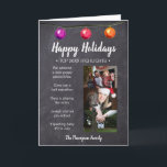 Happy Holidays Year In Review Christmas photo Holiday Card<br><div class="desc">I love receiving Christmas Cards from family and friends and when they give a brief update I feel connected to them even more. I decided to offer a design in our shop that allows you to personalize your top year highlights and include photos and a special greeting, with this version...</div>