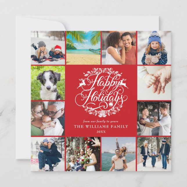 Happy Holidays Year Review Photo Collage Holiday Card (Front)