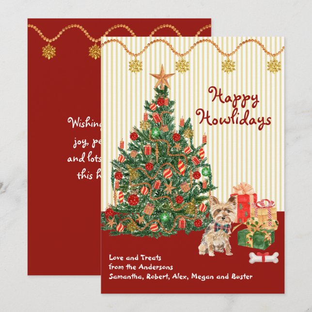 Happy Holidays Yorkshire Terrier Christmas Card (Front/Back)