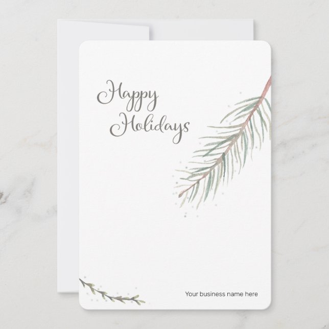 Happy Holidays Your Business Name Custom Holiday Card (Front)