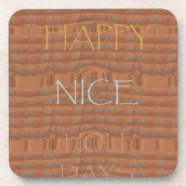 Happy Holidays Zebra Art Print Beverage Coaster (Front)