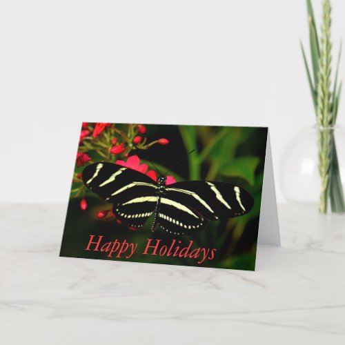 Happy Holidays Zebra Long_Wing Holiday Card