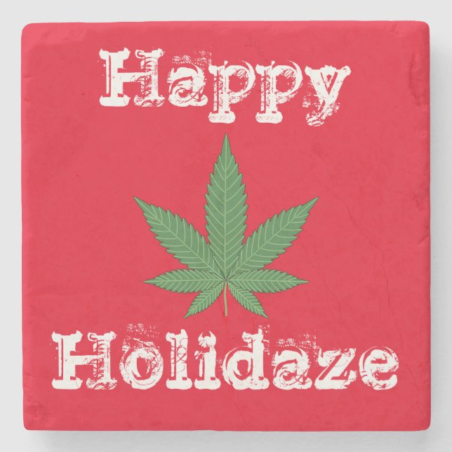 Happy Holidaze Personalized Stone Coaster (Front)
