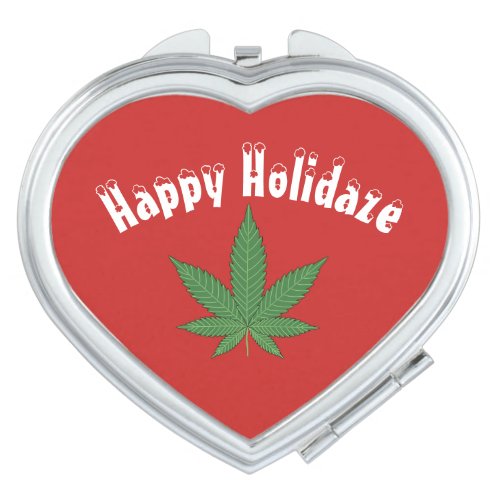 Happy Holidaze Weed Leaf Holidays Personalized Compact Mirror