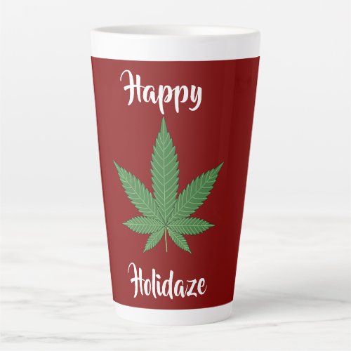 Happy Holidaze Weed Leaf Personalized Latte Mug