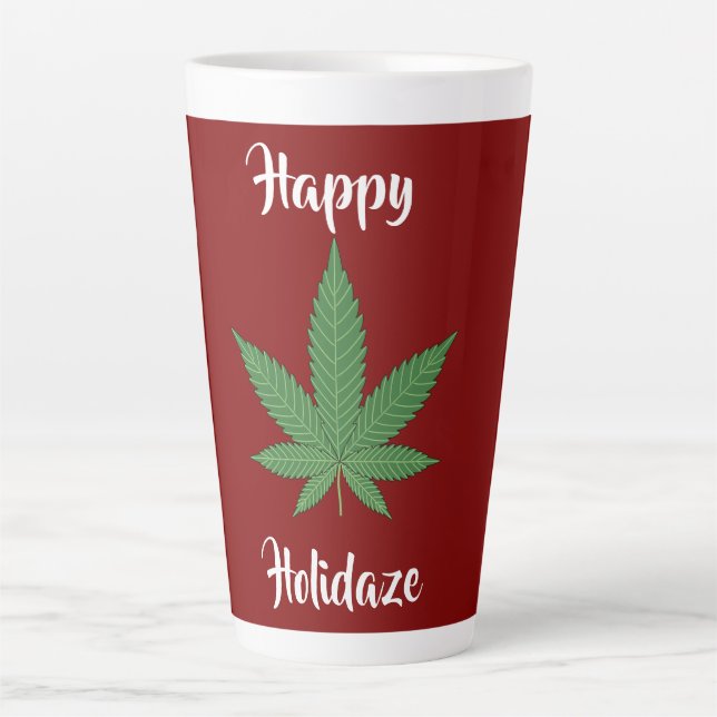 Happy Holidaze Weed Leaf Personalized Latte Mug (Front)