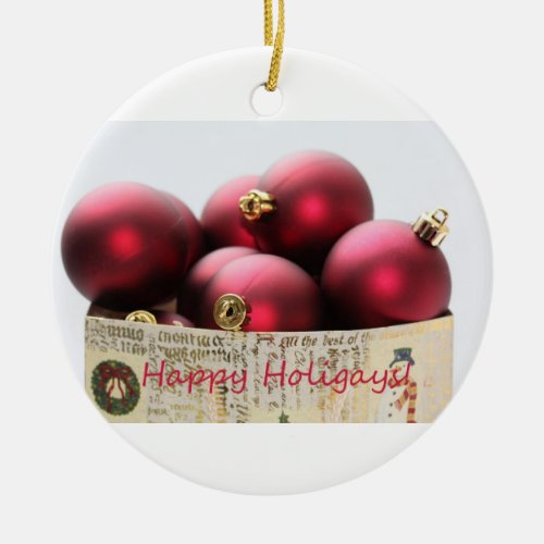 happy holigays gay christmas card ornaments in bag