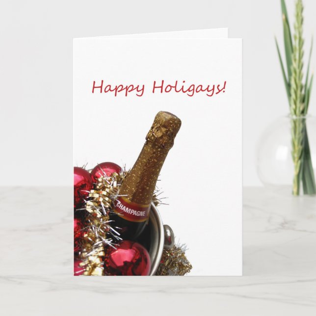 Happy Holigays gay x-mas card champagne (Front)