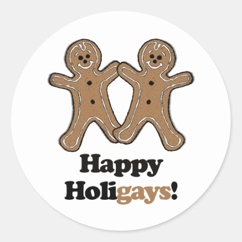 Happy Holigays Gingerbread Cookies Classic Round Sticker