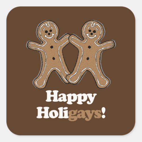 Happy Holigays Gingerbread Square Sticker