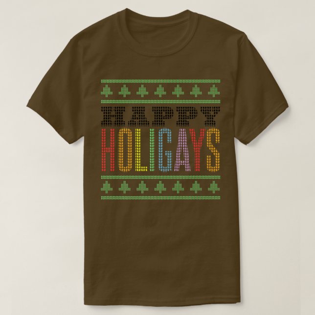 Happy Holigays LGBT Gay Christmas  T-Shirt (Design Front)
