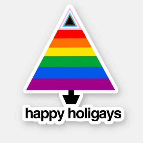 Happy Holigays Progress Pride Tree Sticker