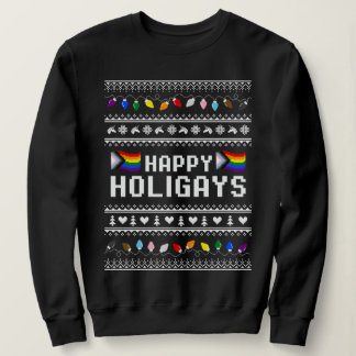 Happy Holigays Progress Pride Ugly Sweater