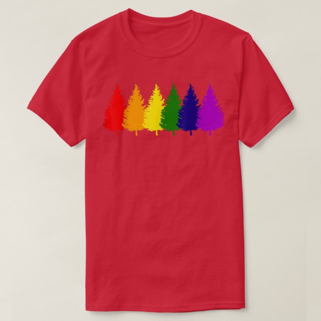Happy Holigays Rainbow Xmas Tree Xmas Gift Holiday T-Shirt (Design Front)