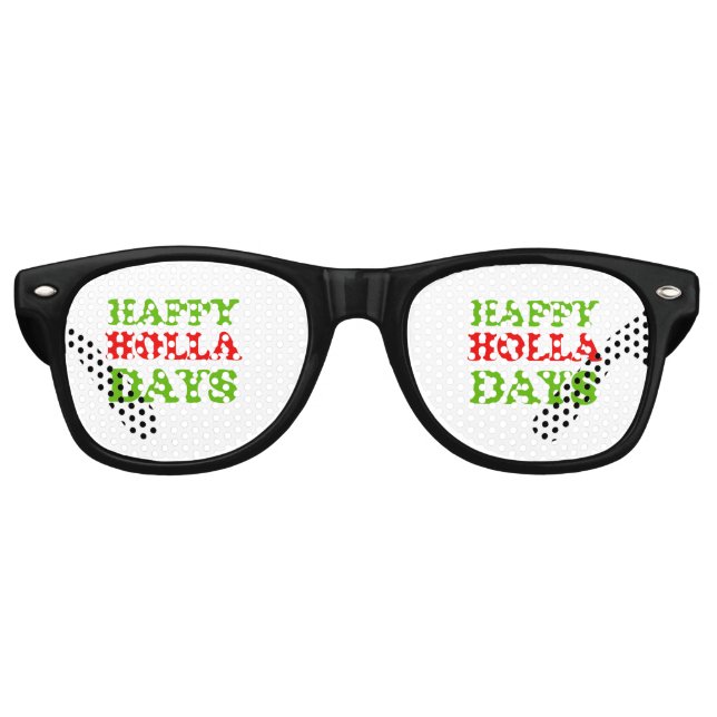 Happy Holla Days -- Holiday Humor Retro Sunglasses (Front)