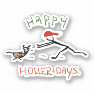 Happy Hollerdays 3 - chasing a turkey.  Sticker