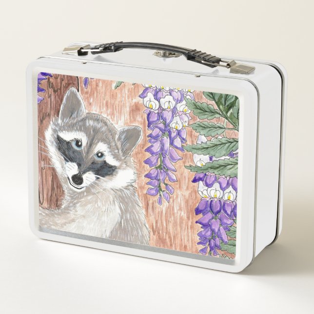 Happy Hollow Raccoon Metal Lunch Box (Back)