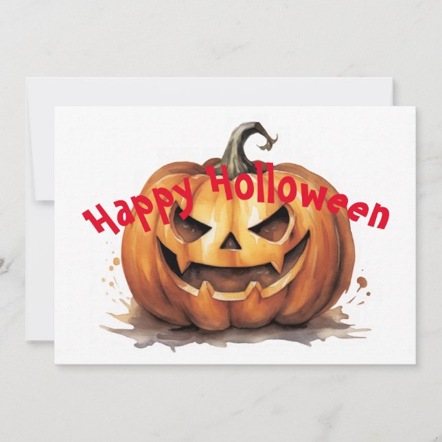 HAPPY HOLLOWEEN - Halloween pumpkin Holiday Card (Front)