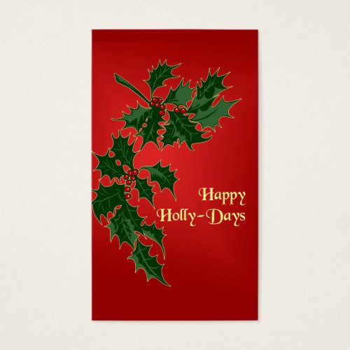 Happy Holly-Days Christmas Gift Tags Business Card Templates