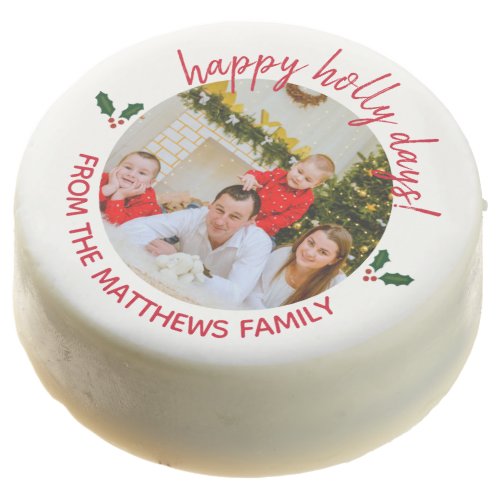 Happy Holly Days Custom Photo Chocolate Covered Oreo