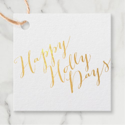 Happy Holly Days Foil Favor Tags