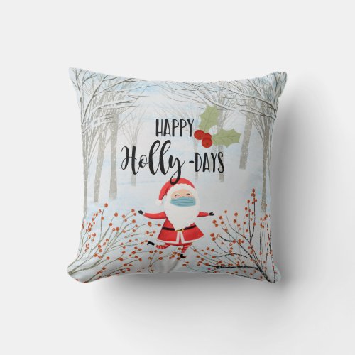 happy holly_days happy holidays holly wreath throw pillow