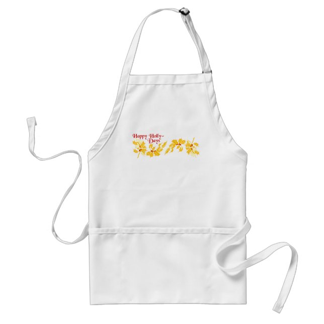 Happy Holly Days Holiday Apron (Front)
