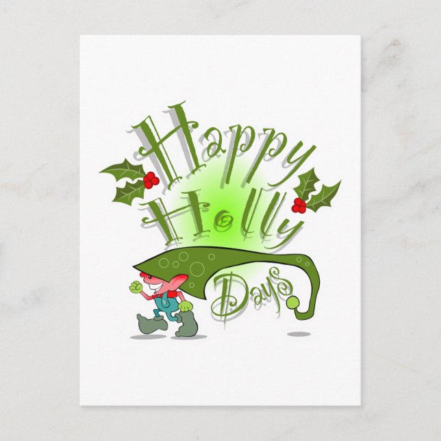 Happy Holly Days Holiday Postcard (Front)