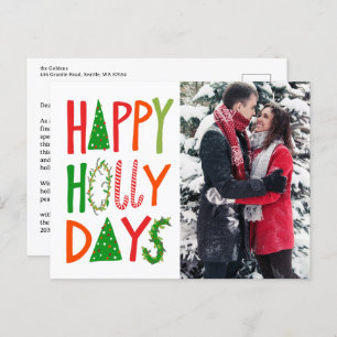HAPPY HOLLY DAYS Holiday Xmas Christmas CUSTOM Postcard